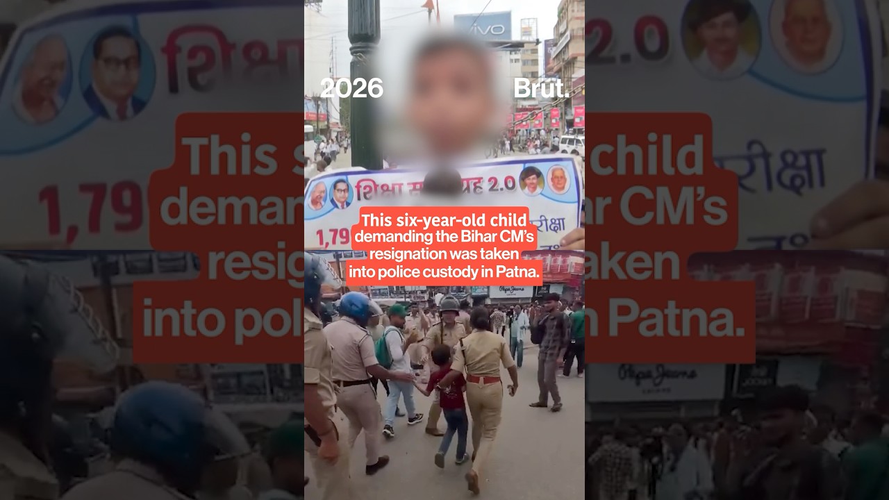 Was a six-year-old protester arrested during Bihar student protest?