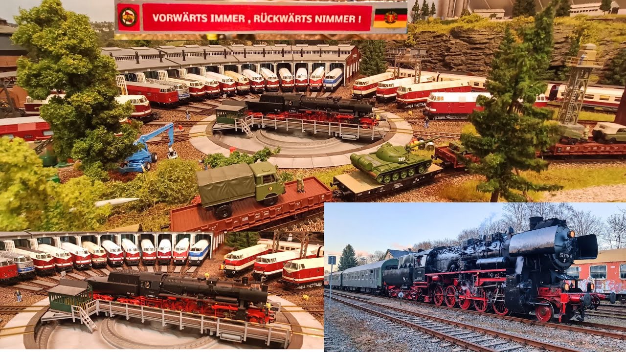 🚂☢️Roco BR 52 mit NVA Miltärzug🪖auf der Modelleisenbahn🚂+Echte BR 52 mit Sonderzug  im Erzgebirge🚂☀️