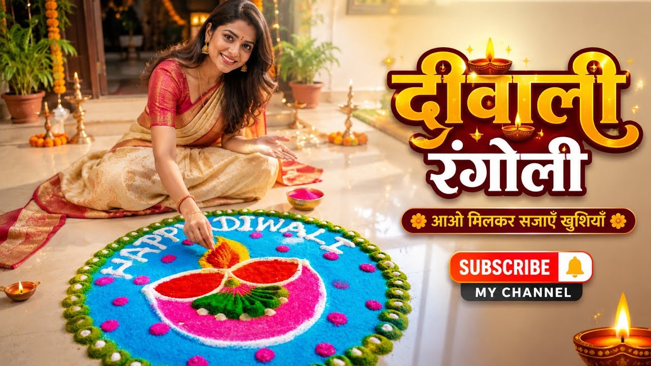 मिठाई, फटाके आणि आनंद – या गोष्टी दर्शवणारी हटके रांगोळी | Happy Diwali 2025