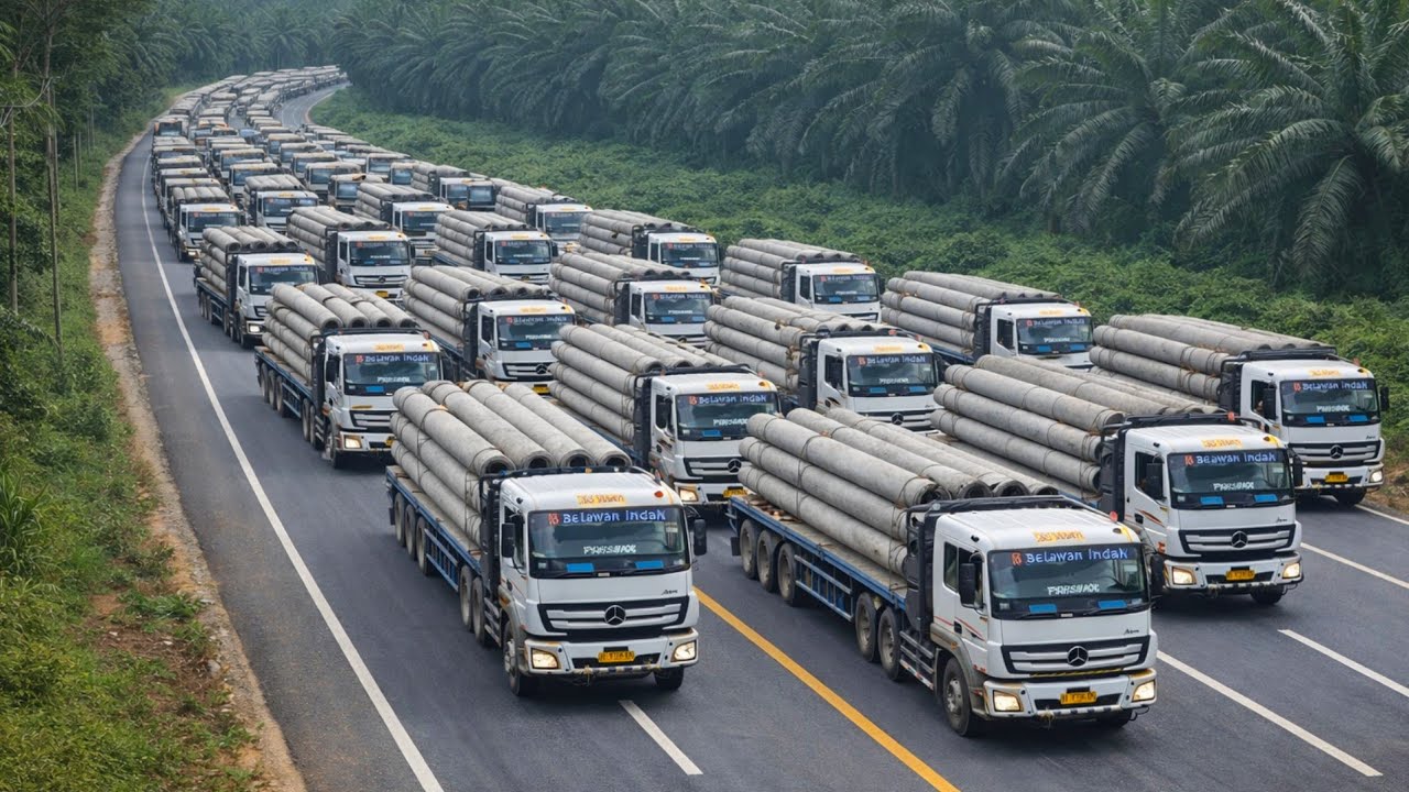 Truck Sorong Belakang || Konvoi Truck Bermuatan Puluhan Ton Paku Bumi Di Tanjakan Bukit Kodok