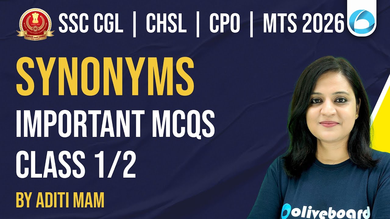 SSC CGL / CHSL / CPO / MTS English 2026 | Synonyms | Important MCQs | Part 1 | Oliveboard