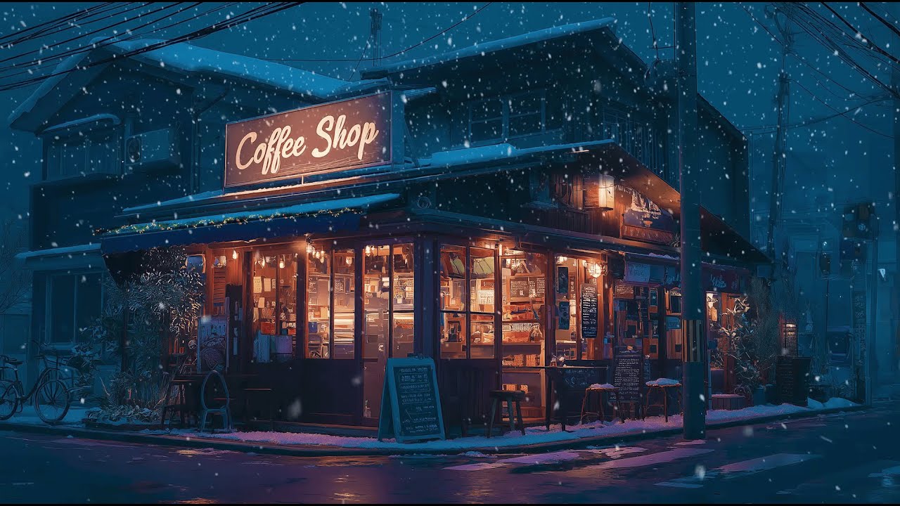 Golden Coffee Shop Light in a Snowstorm ❄️ Calm Nostalgic Lofi for Long Quiet Nights
