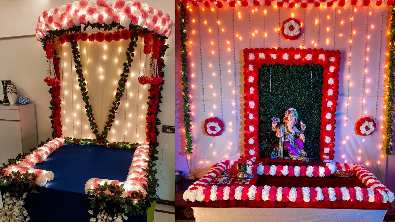 GANPATI DECORATION ||Decoration for Home Ganpati||3 Decoration in 1 Video Akash Jangid
