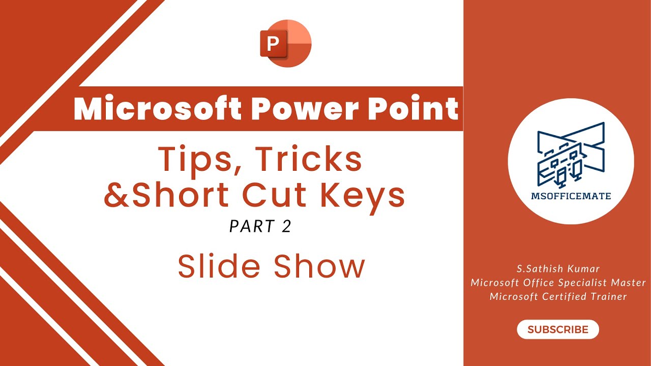 Microsoft Power Point Tips, Tricks & Shortcut Keys - Slide Show English || msofficemate