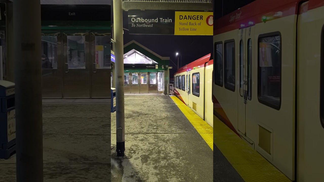 CTrain Leaving Barlow/Max Bell Station Afterdark #calgary #calgarytransit #ctrain #train #lrt