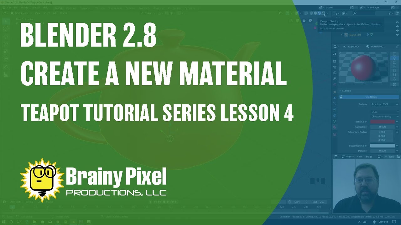 Blender 2.8 - Add a Material - Beginners Teapot Tutorial 0 4