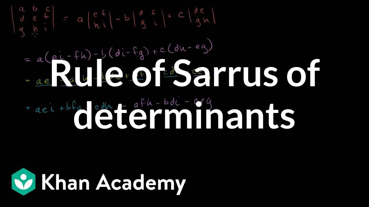 Reguła Sarrusa dla wyznacznik&oacute;w | Przekształcenia macierzowe | Algebra liniowa | Khan Academy