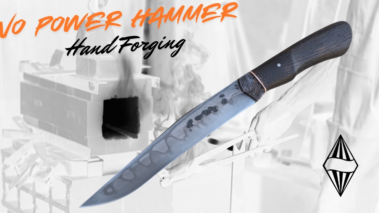 Forging an Utilitary Custom Knife - Copper and Oak Handle - Full Making Process