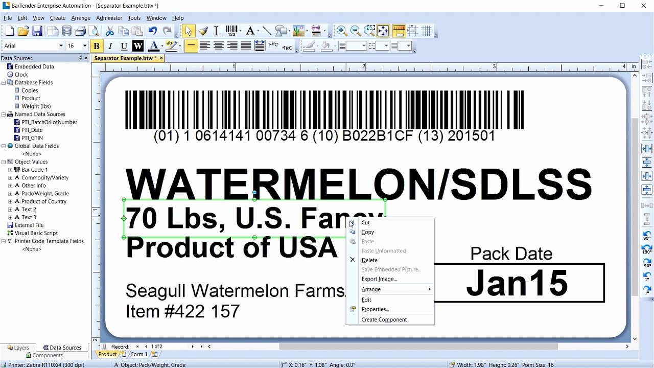 Working with Multiple BarTender Templates