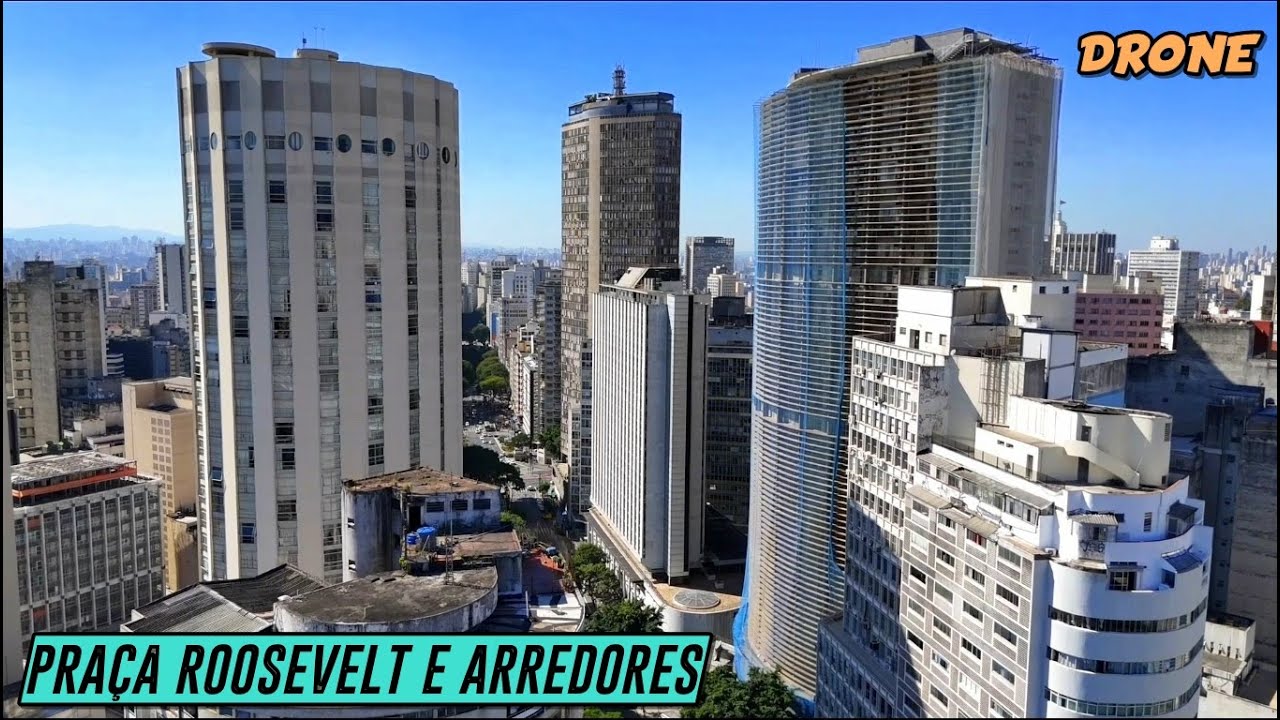 Drone no Centro de São Paulo: Praça Roosevelt, Edifício Copan e arredores
