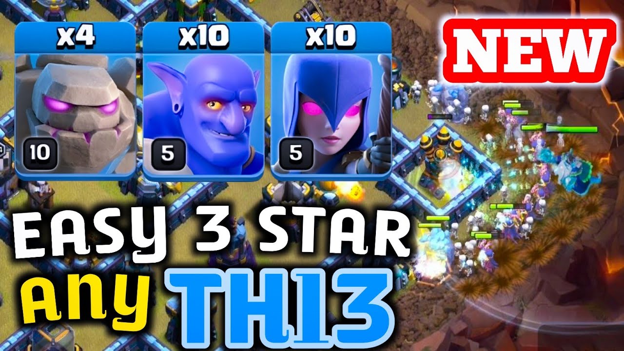 Th13 Golem Bowler Witch Attack With 10 Zap Spell | Best Th13 Attack Strategy in Clash of Clans | coc