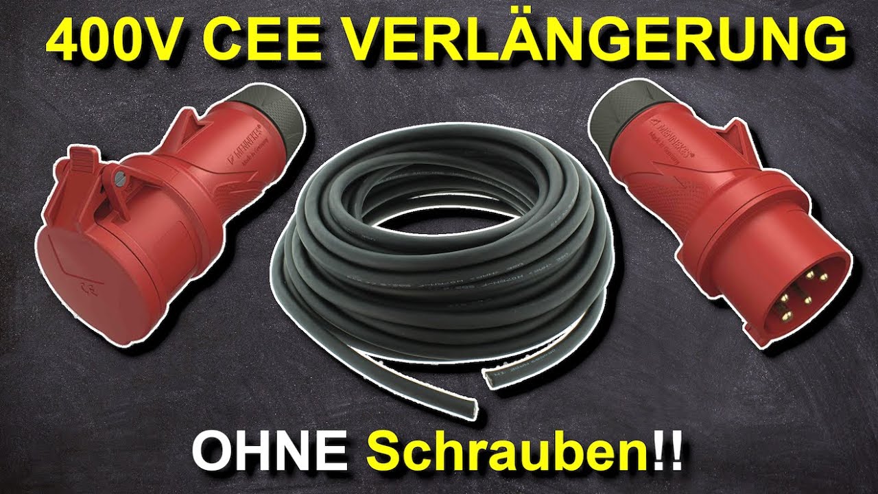 400V CEE Verlängerung ganz einfach und schnell herstellen - 5 poliges Baustromkabel anschließen