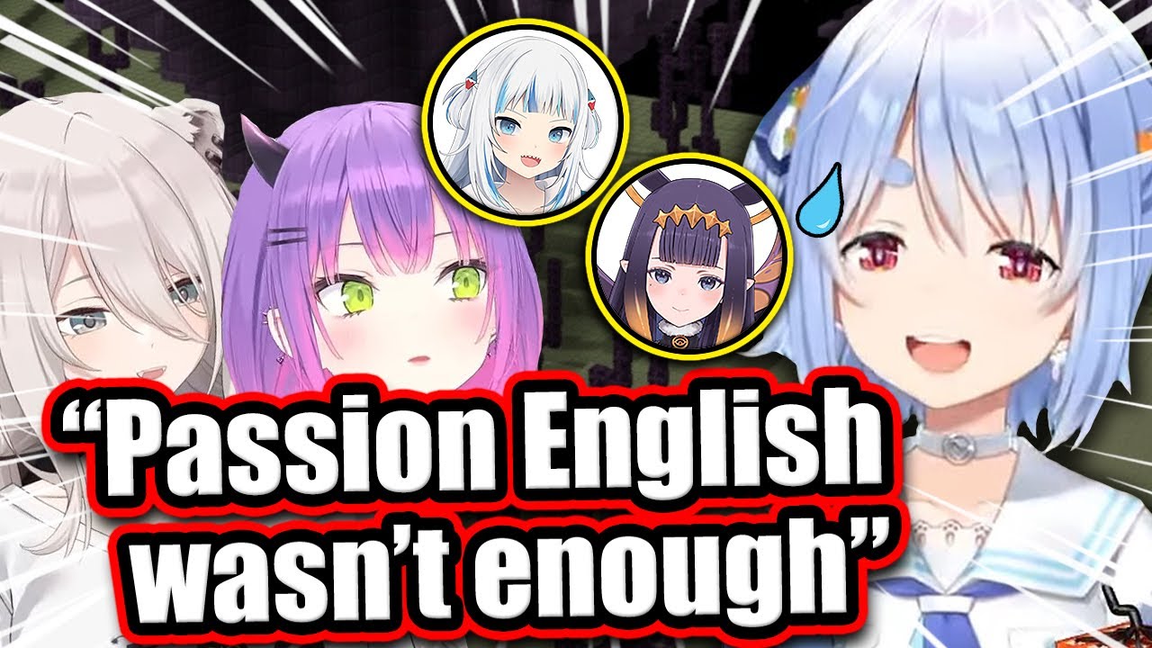 Pekora Struggled To Talk With Gura & Ina In English ft. Botan & Towa - Minecraft 【ENG Sub Hololive】