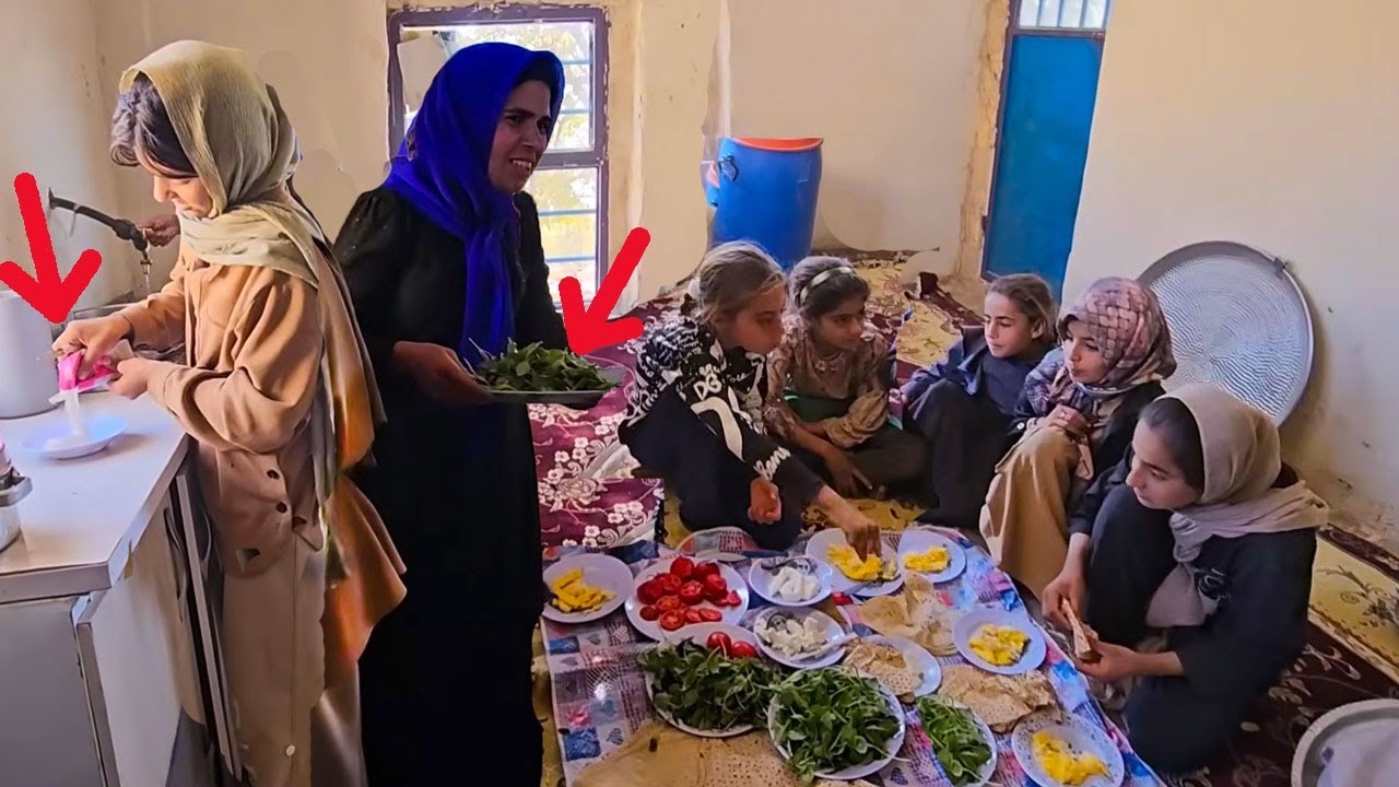 A pleasant evening with nomadic children at the Fariba's farm
