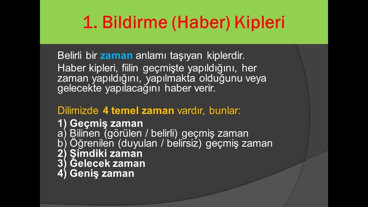 Fiil Kipleri | Haber (Bildirme) Kipleri