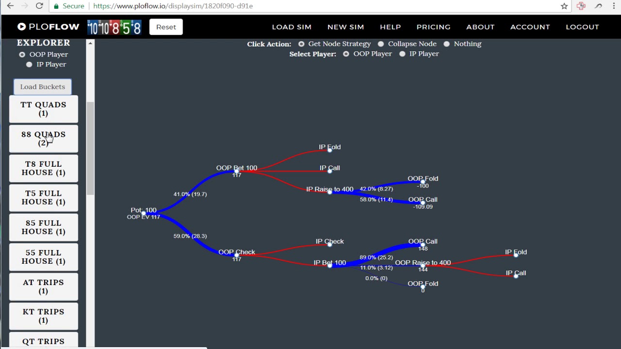 PLOFlow.io Pot-Limit Omaha GTO Solver: Game Tree Visualization