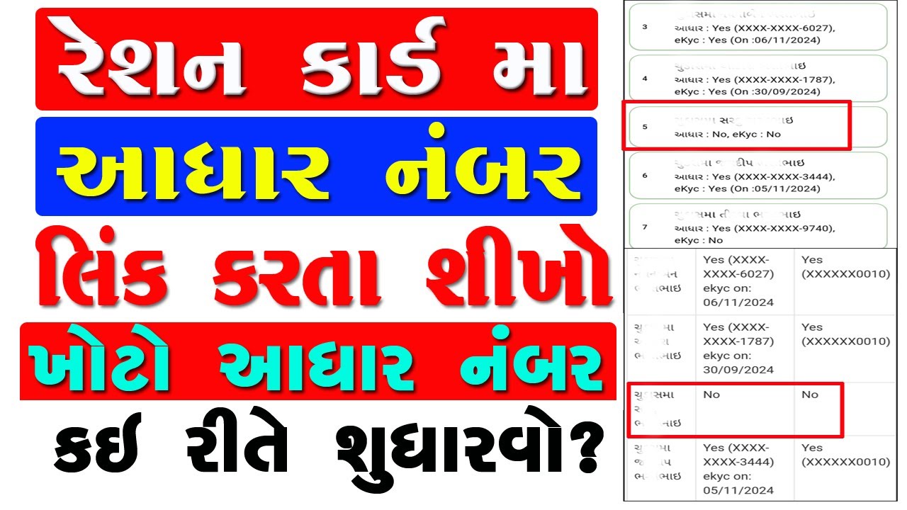 Ration Card Aadhar Card Link Gujarat | Ration Card E KYC Gujarat 2024