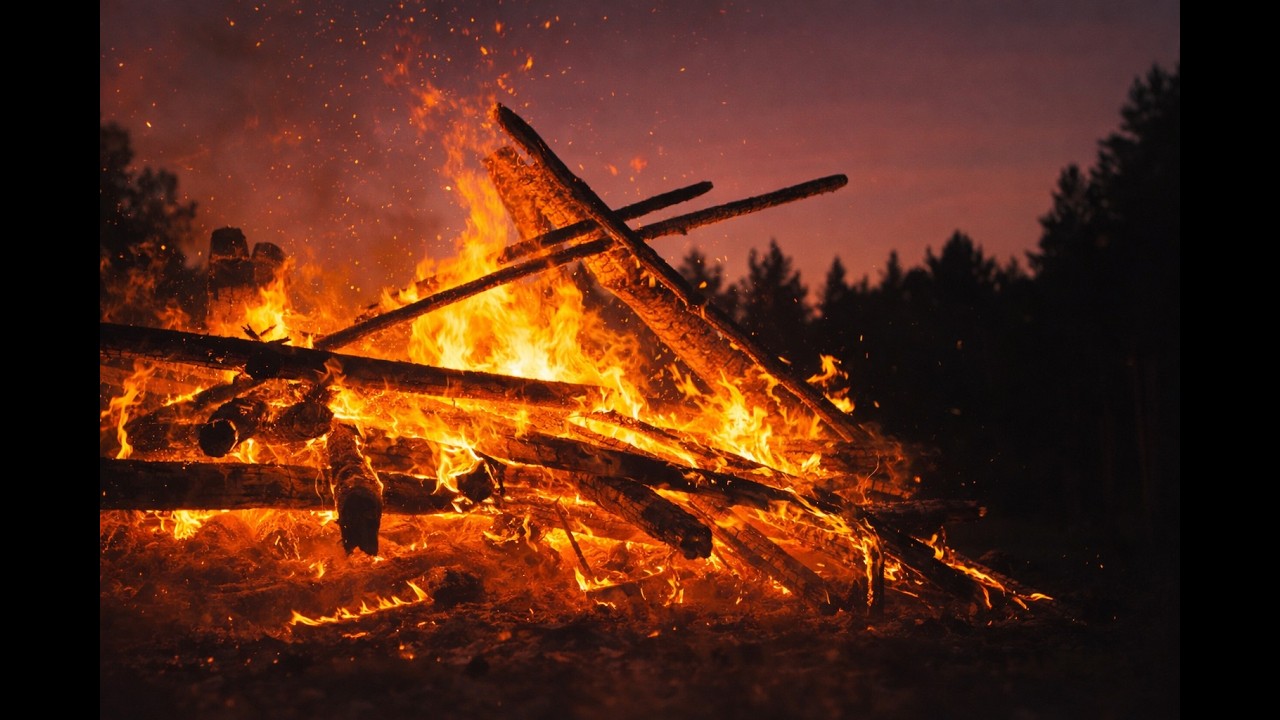 Peaceful Bonfire in the Dark 🔥 Relaxing Fire Sounds