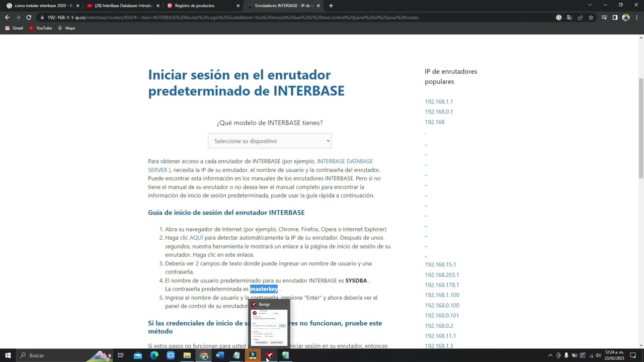 Instalaci&oacute;n y Configuraci&oacute;n InterBase