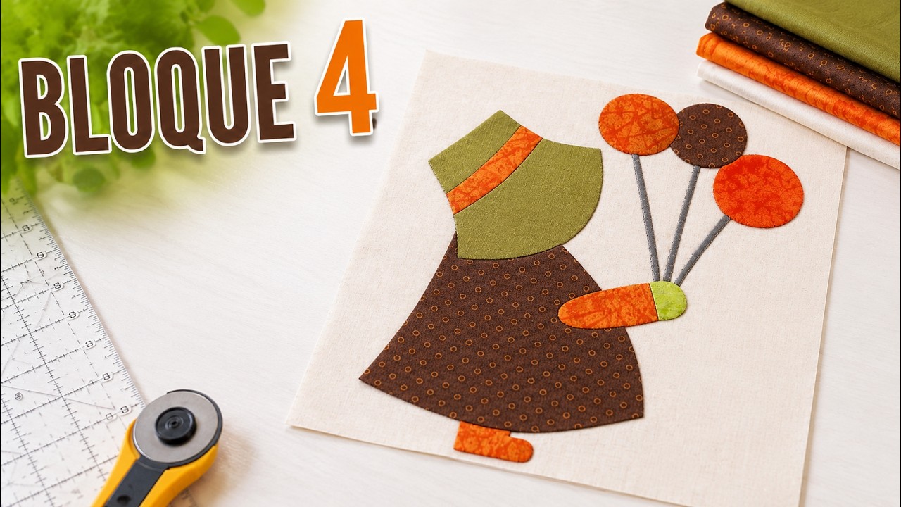 Bloque 4 Sampler Quilt Patchwork   Aplicación en tela Sunbonnet Sue
