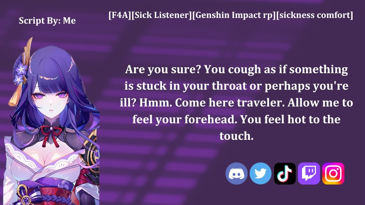 Raiden Shogun Takes Care of You When Sick [F4A][Genshin Impact][sick listener][comfort]