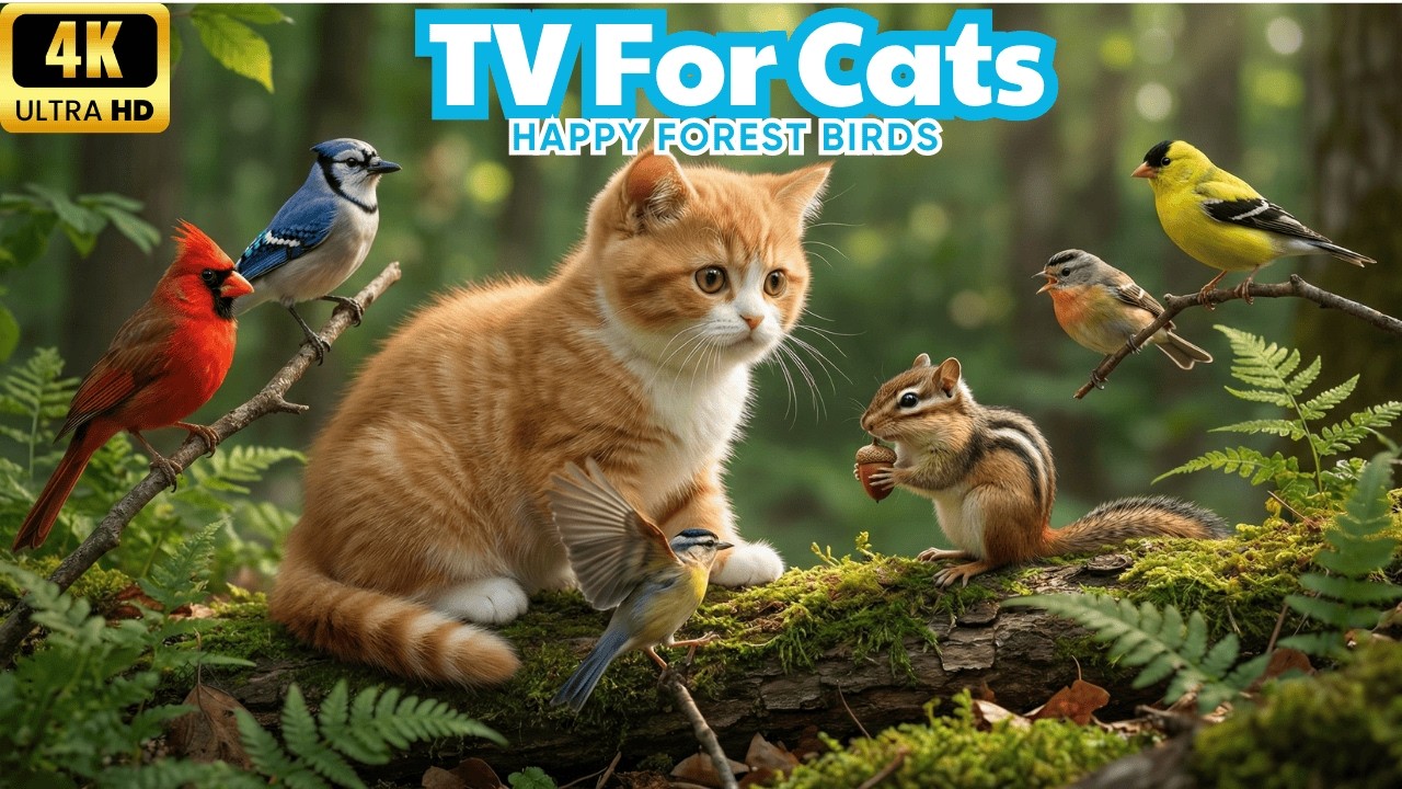Cat TV for Cats to Watch (1+ HOUR) 🐦🌿 Soft Chirping Birds in a Calm Green Forest in 4K UHD 60 fps