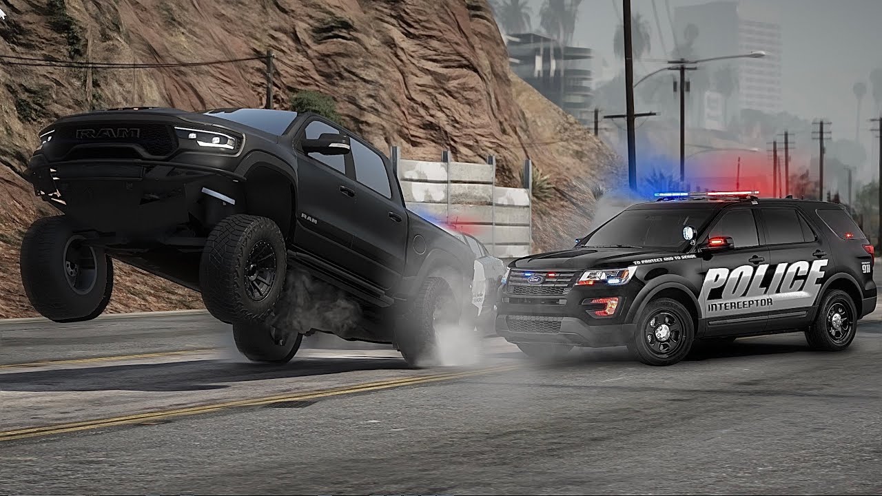 Running From Cops with 1500HP Ram TRX in GTA 5