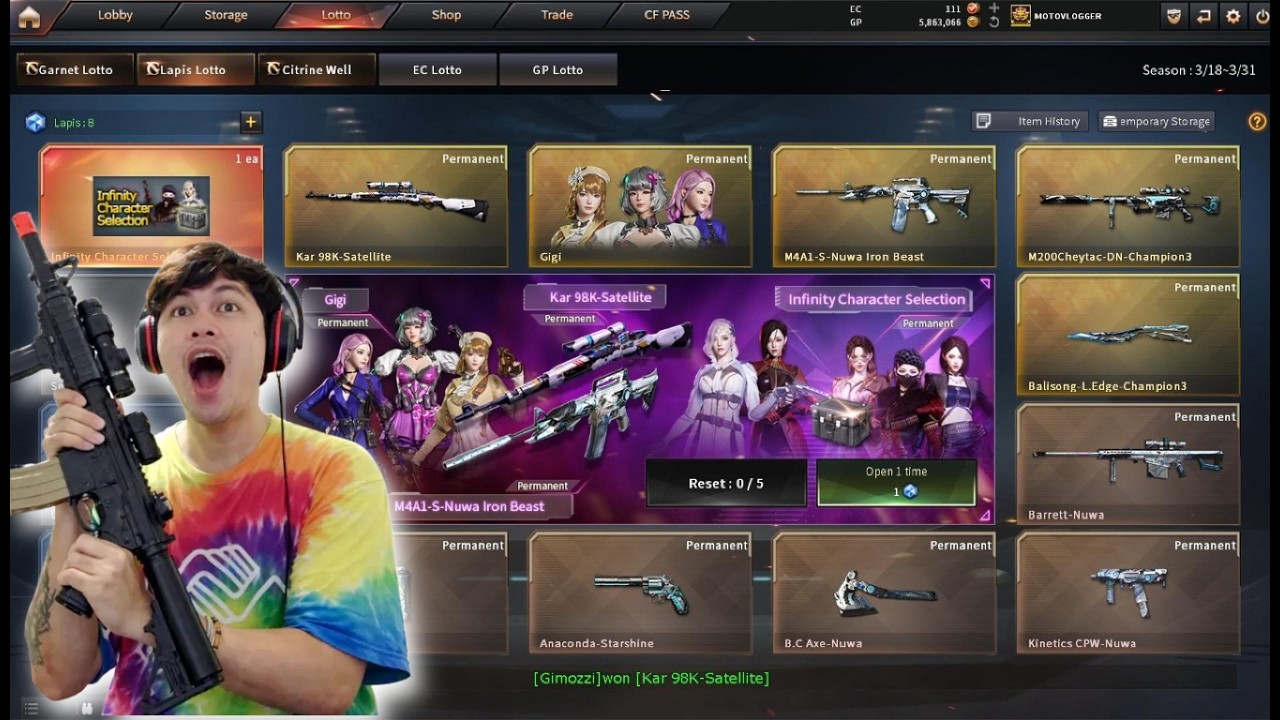 HOW TO WIN LAPIS LOTTO IN CROSSFIRE │NEW CHARACTER 'GiGi' │I HIT THE JACKPOT│SPENDING 12K  FULL DRAW