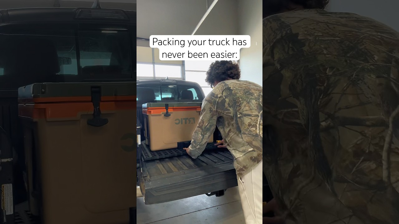 Never struggle with organizing your truck bed again, with Tmat! #trucktech #yardtrucks #truck #pack