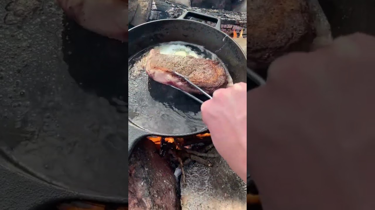 Nothing like campfire steak in a cast iron skillet