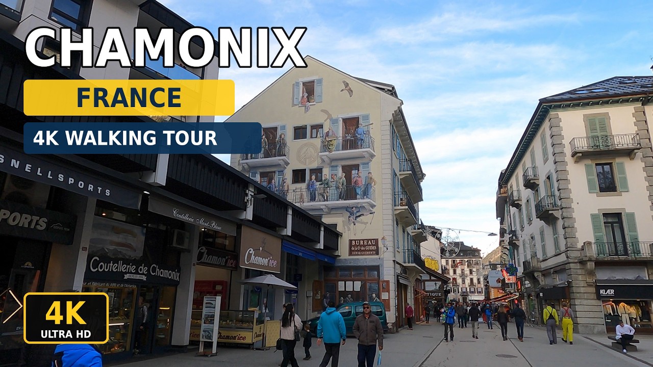 Chamonix Walking Tour video in 4K - March 2023