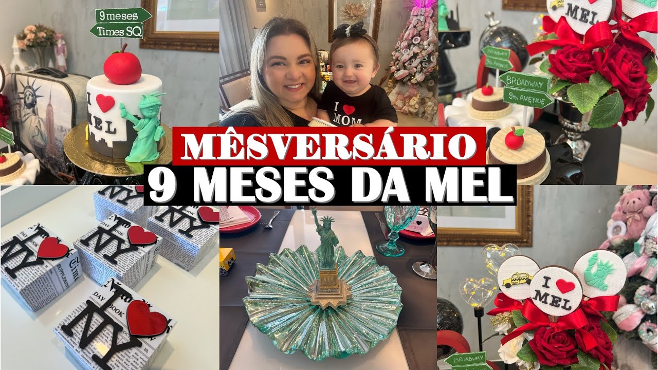 MESA POSTA  I LOVE MELISSA E FESTA NEW YORK EM CASA COM MENU COMPLETO | DECORAÇÃO DE MÊSVERSÁRIO