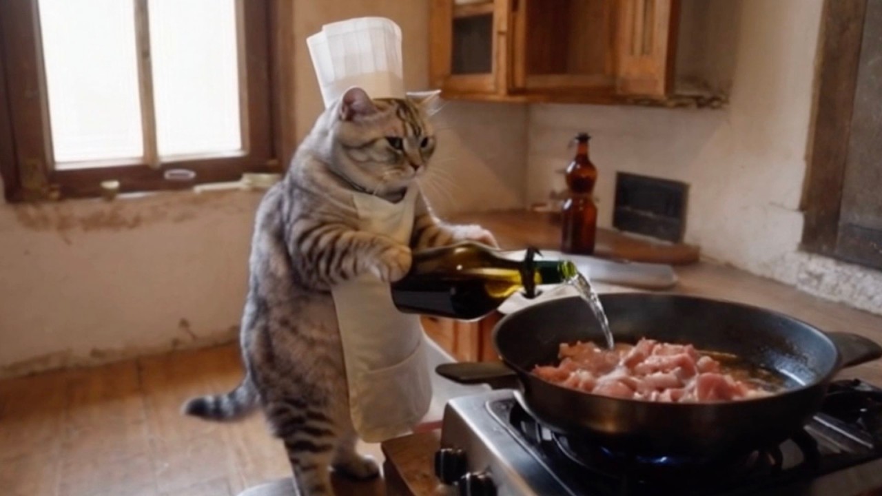 【Healing Kitty】Кот-повар готовит Lu Rou Fan. #Милый #Кот #Тайвань
