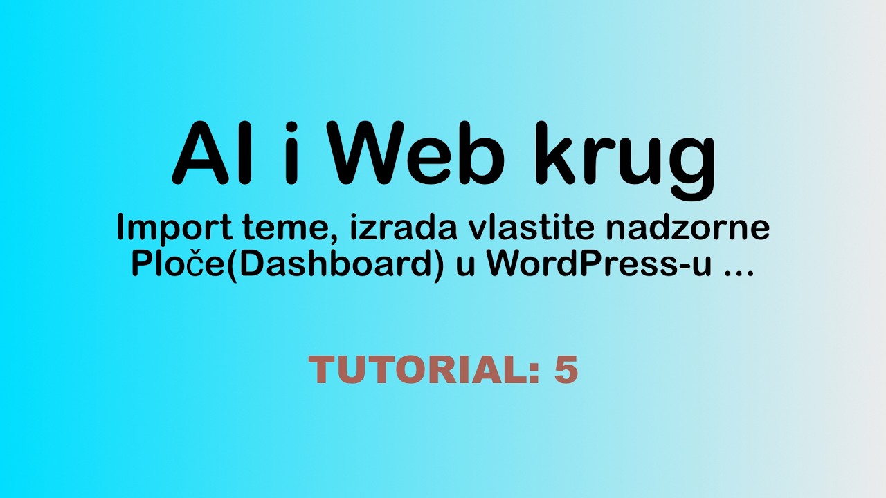 Web dizajn, AI promtovi - Izrada WordPress nadzorne ploče, import teme, optimizacija teme ...