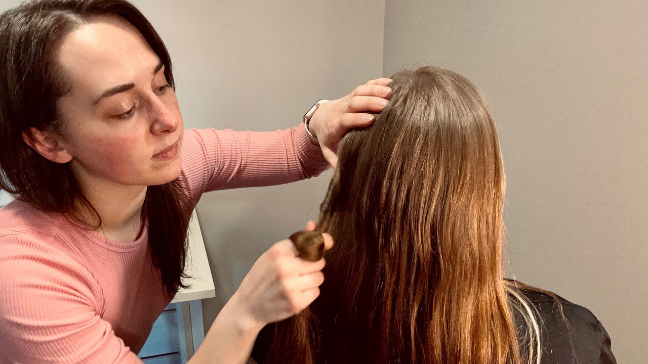 ASMR Hair Pull Head Massage, Whispered ✨ Sectioning, Scalp Exam, Hair Pulling [Real Person ASMR]