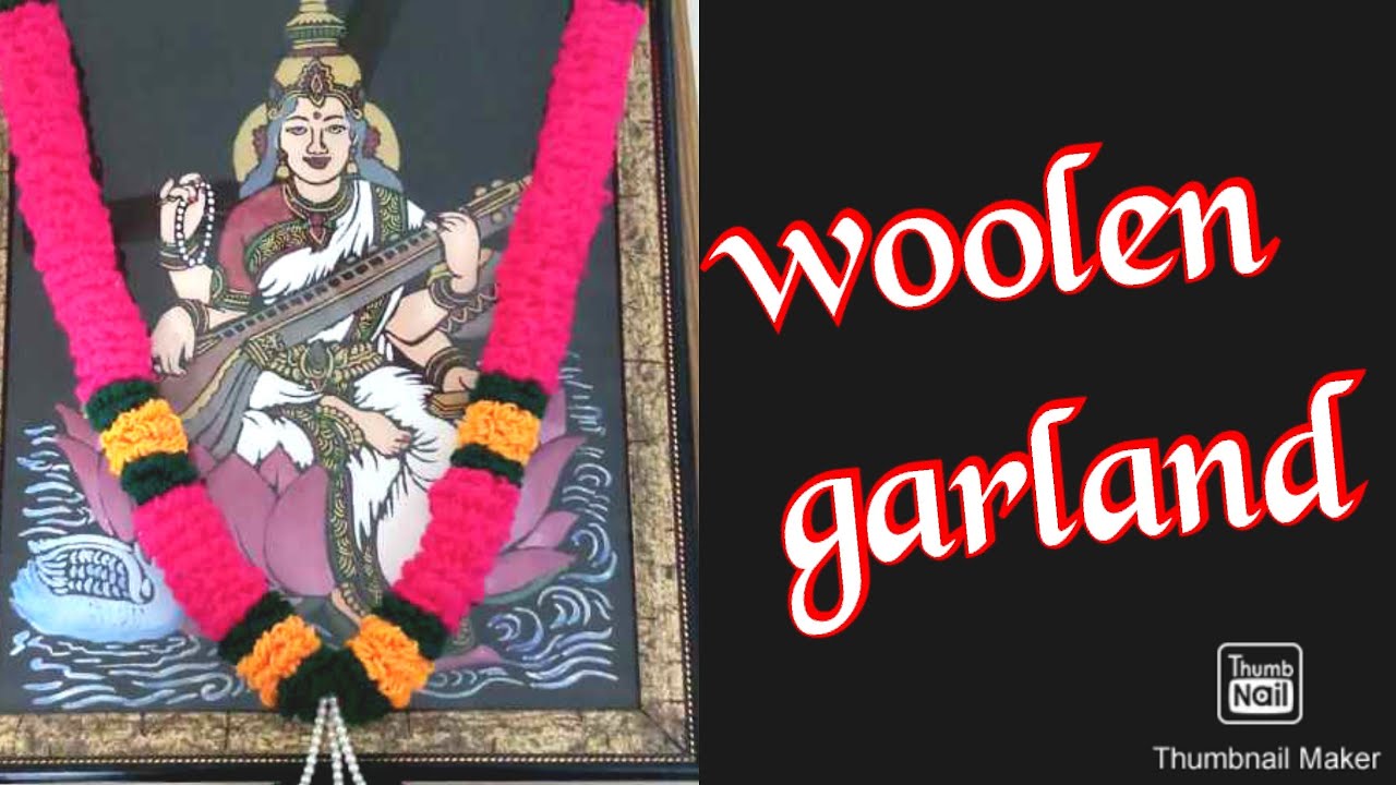 Navaratri special / how to make# garland #in woolen thread 🏵️🌼🏵️