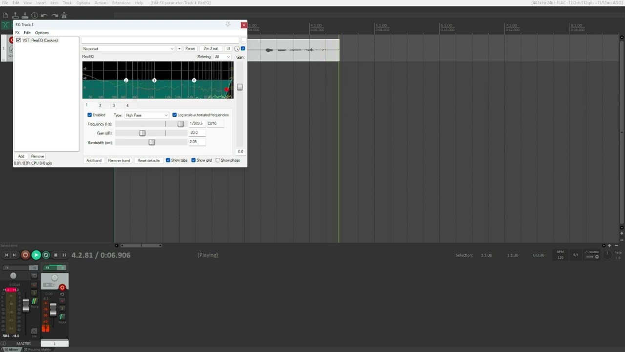 Руководство по использованию эквалайзера акций REAPER ReaEQ
