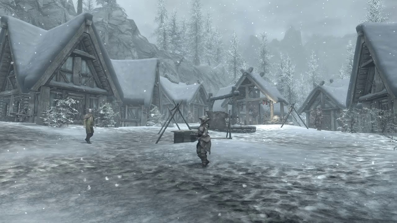 Skyrim - Skaal Village Ambiance (blizzard, wind, blacksmith hammer)