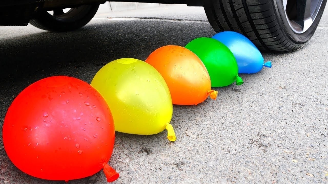 Crushing Experiments Video! &Car vs Crunchy Color Giant Toothpaste Balloons & Soft Things By Car 13