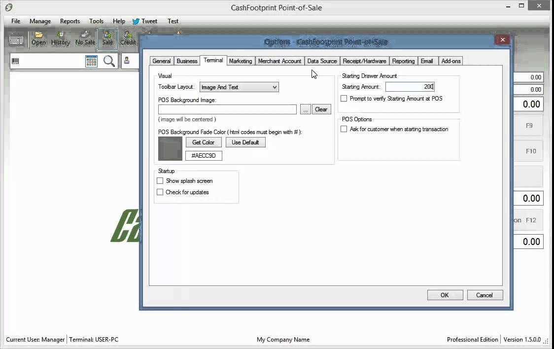 CashFootprint Initial Configuration