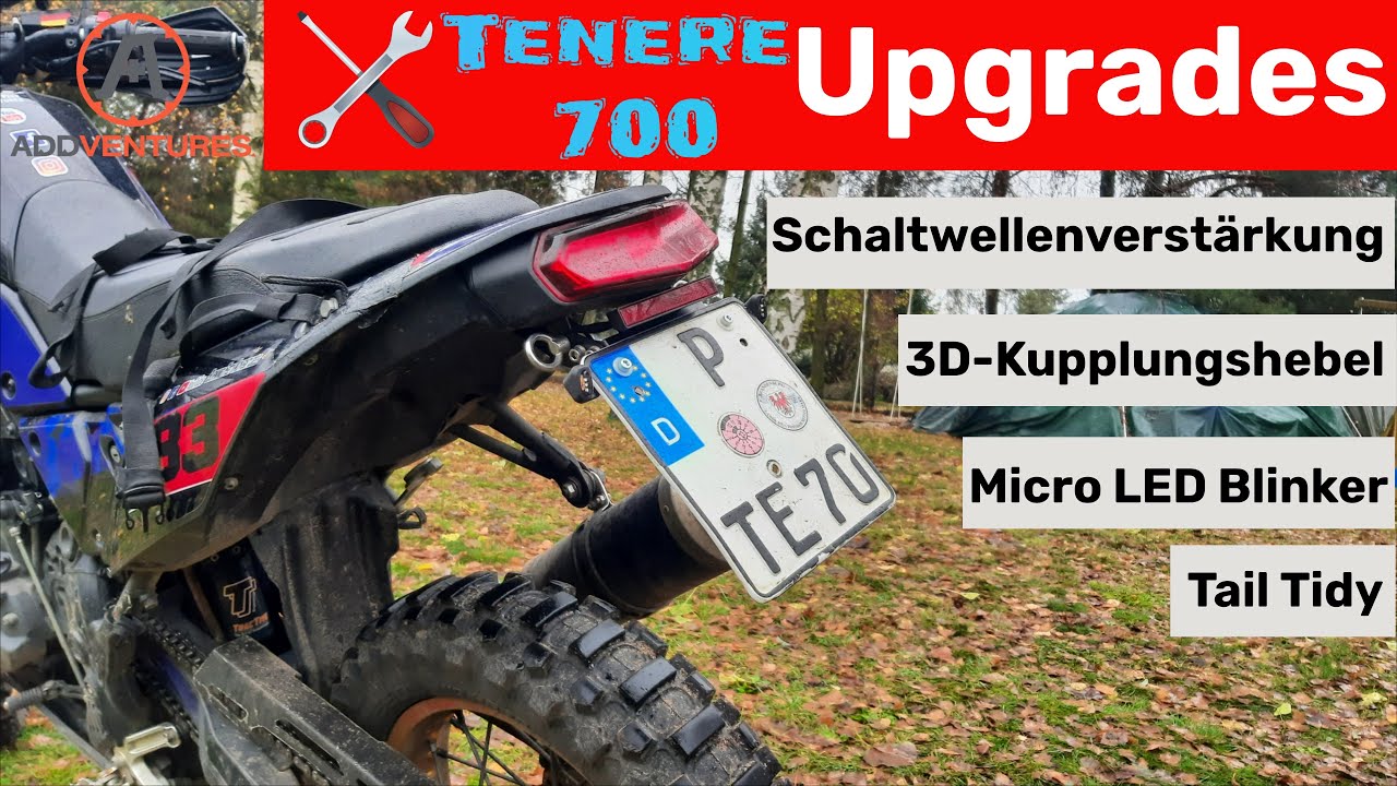 Tenere 700 UPGRADES // Kennzeichenhalter, Led Blinker, 2-Finger-Kupplung & Schaltwellenverstärkung