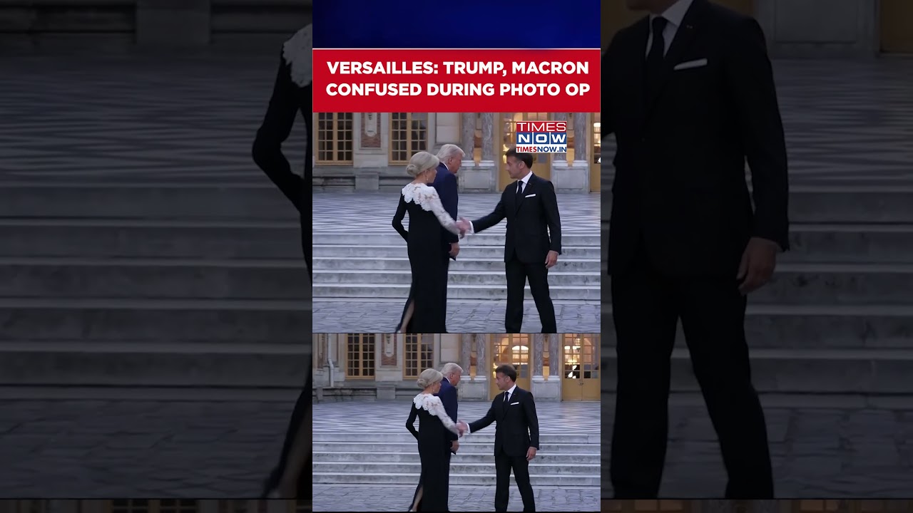 Trump, Macron Caught In Brief Photoshoot Confusion At Versailles #shorts