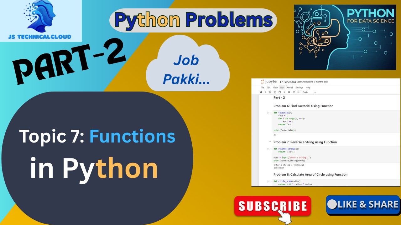 What is Functions ? | How to count vowels in string using Function | Area of Circle using Function.
