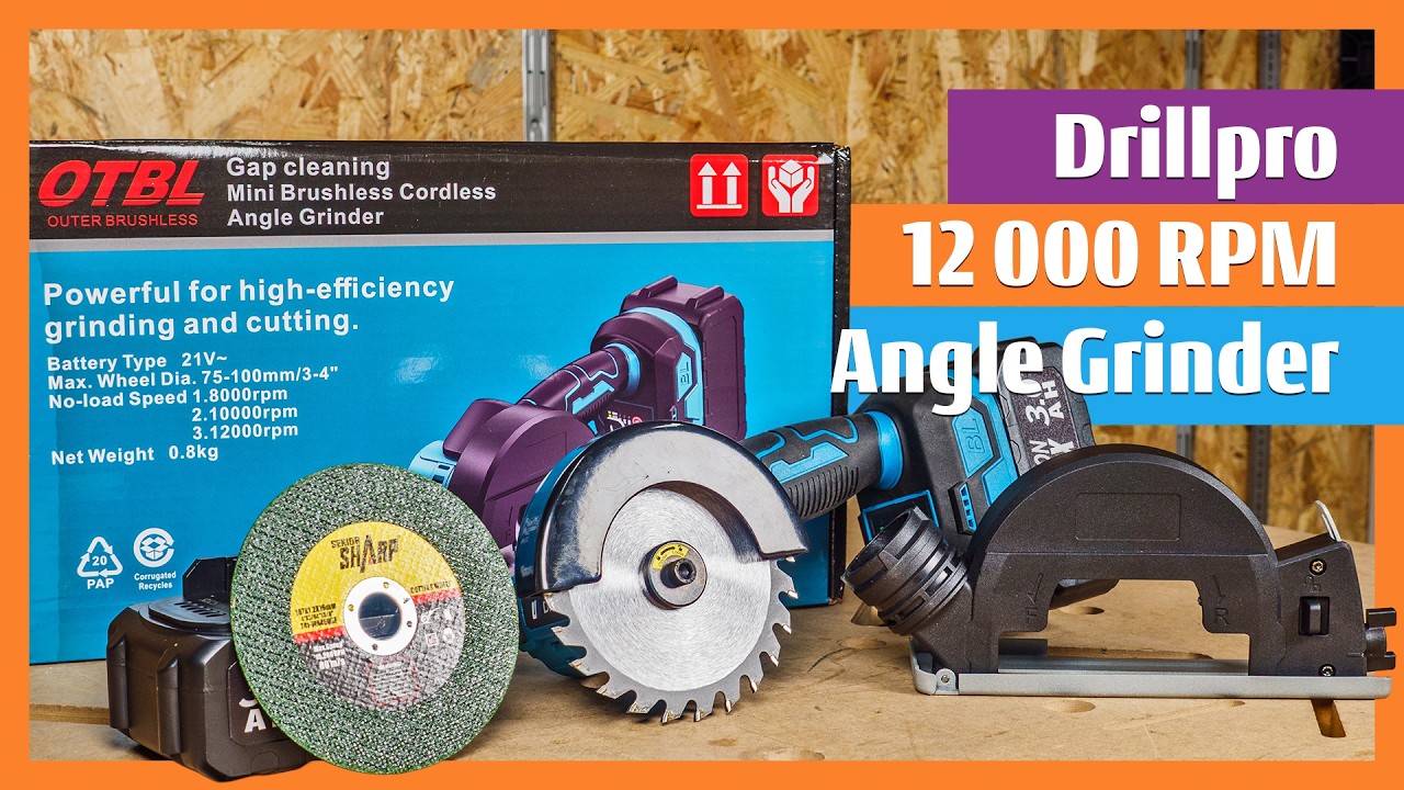 Drillpro 18V Brushless Cordless Angle Grinder 1000W High Performance 3.0Ah Battery #powertools