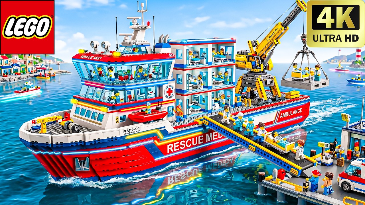 ПОТРЯСАЮЩАЯ спасательная операция на катере скорой помощи LEGO Technic! | Забавный эксперимент с ...