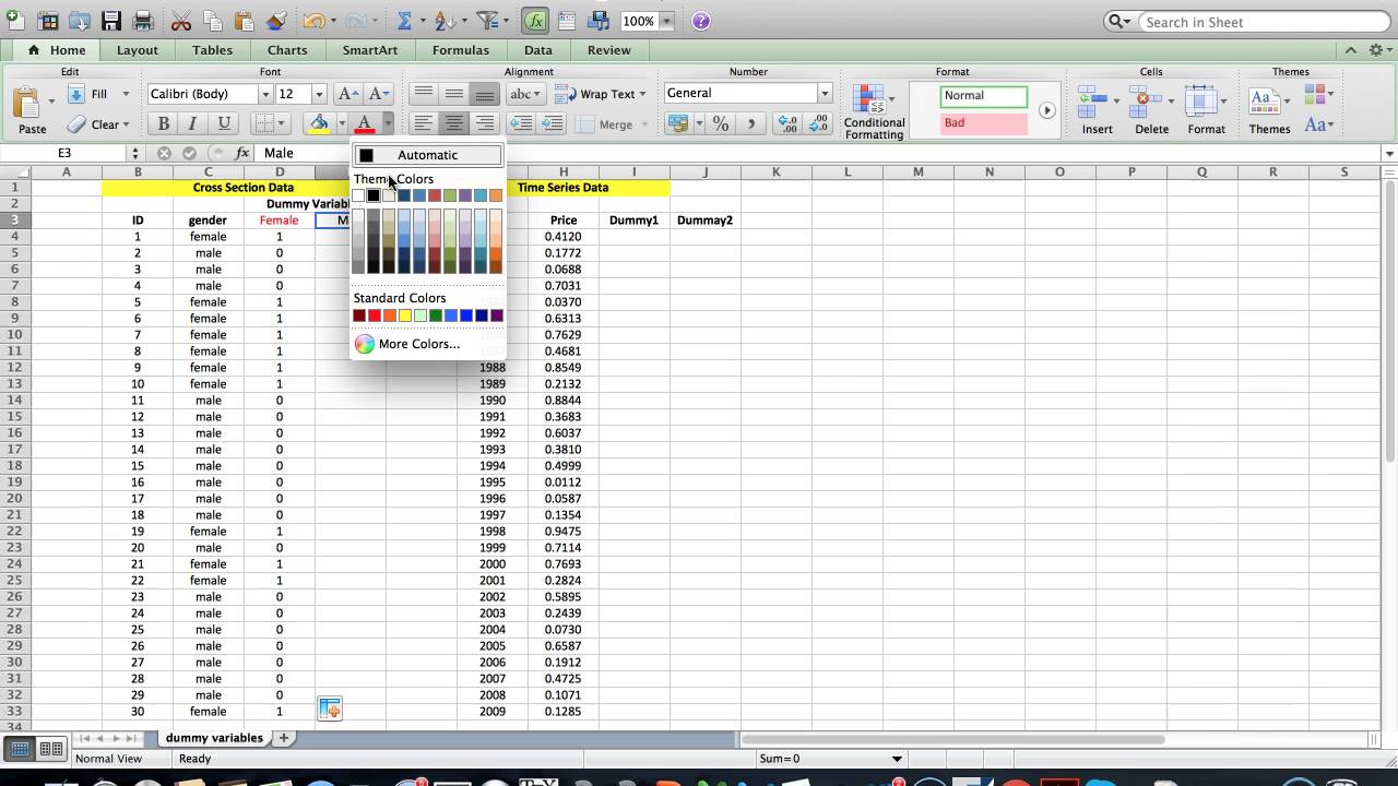 كيفية خلق متغير وهمي باستخدام أكسل a dummy variable in Excel