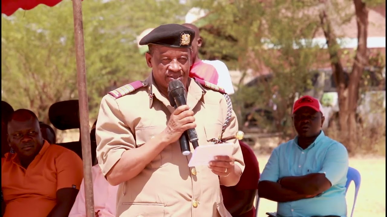 Turkana County Commissioner Julius Kavita during public participation on proposed irrigation scheme