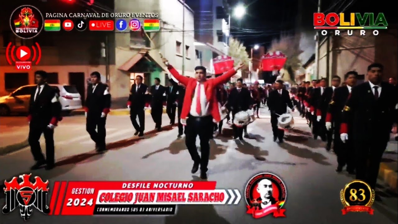 EX-ALUMNOS COLEGIO JUAN MISAEL SARACHO - DESFILE NOCTURNO 2024, CONMEMORANDO SUS 83 ANIVERSARIO