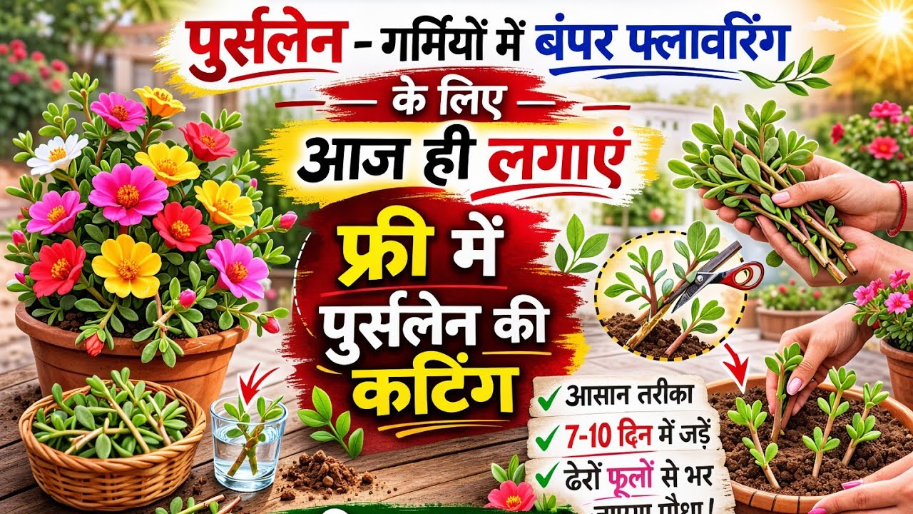 पर्सलेन की कटिंग फ्री में लगाये और गर्मियों में बम्पर फ्लावरिंग पाए 