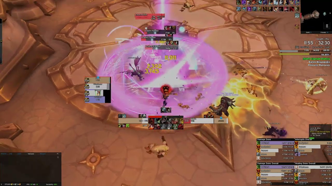 Midnight Prepatch | +12 Priory of Sacred Flame | Fury Warrior PoV w/ Azortharian UI